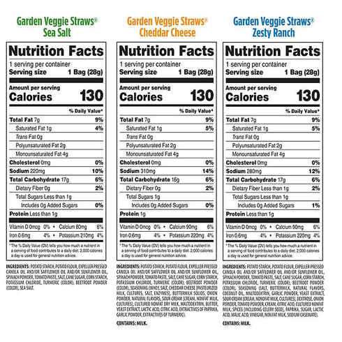 Sensible Portions Garden Veggie Straw, Variety Pack, 30 pk