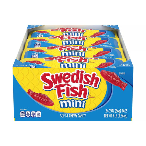 Swedish Fish Mini Soft & Chewy Candy Snack Packs – Individually Packaged Gummy Candy, 24 Pack