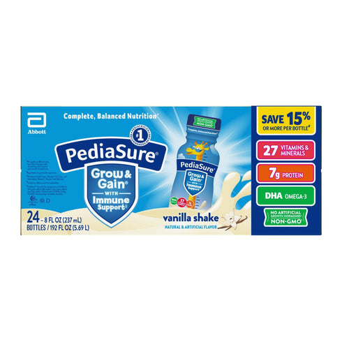 PediaSure Grow & Gain Kids' Nutritional Shake Vanilla Ready-to-Drink Bottles, 24 pk./8 fl. oz