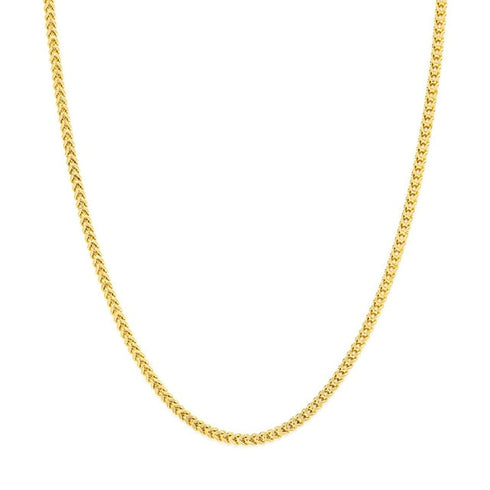 Diamond Cut Franco Chain Necklace in Solid 14K Gold
