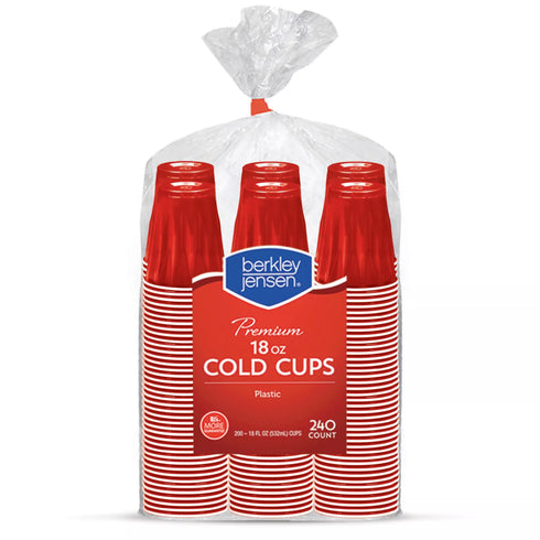 Berkley Jensen Premium Plastic Cups - Red, 18 oz./240 ct