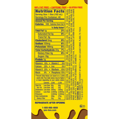Yoo-hoo Chocolate Drink, Boxes, 40 pk./6.5 fl oz.