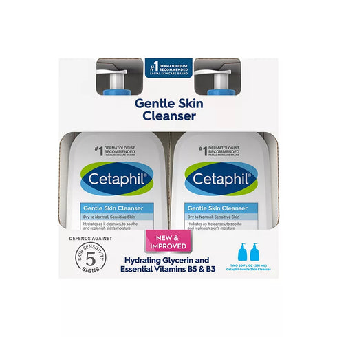 Cetaphil Gentle Skin Cleanser for Dry to Normal Sensitive Skin, 2 Pack with Pumps 20 oz Each