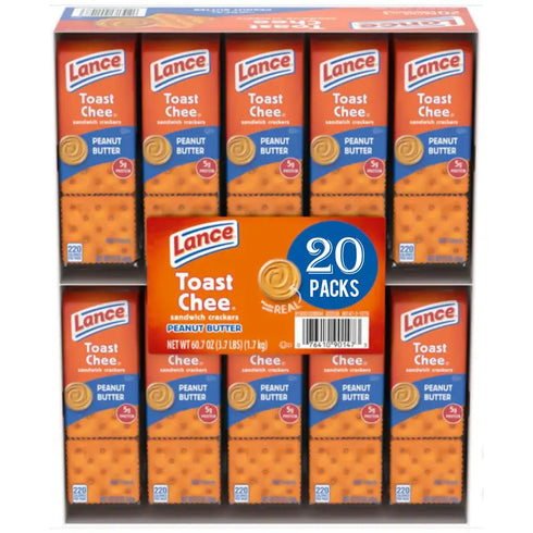 Peanut Butter Sandwich Crackers Great for Afternoon Snack and School or Office Snack 20-Pack
