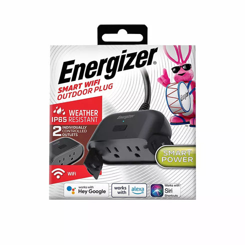 Energizer Connect Smart Wi‑Fi Indoor/Outdoor Plug (2nd Gen) – Weather‑Resistant, App & Voice Control