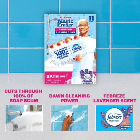 Mr. Clean 2-In-1 Bathroom Magic Eraser Sponges, 11 ct.
