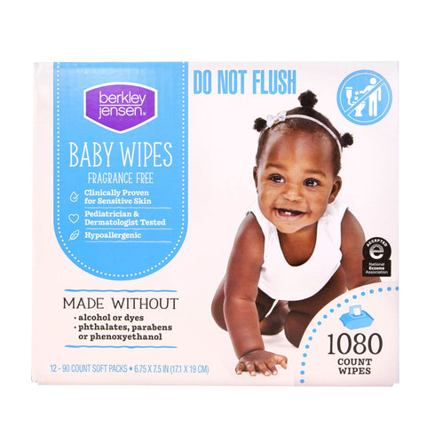 Berkley Jensen Baby Wipes - Fragrance Free, 12 pk./90 ct. each