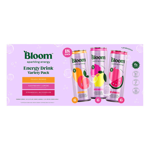 Bloom Sparkling Energy Variety Pack, 18 pk./12 oz.