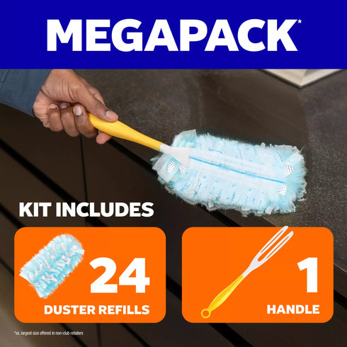Swiffer Duster Starting Kit with Short Handle, 24 Duster Refills