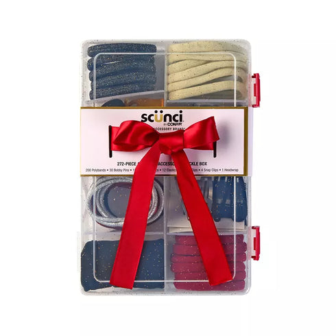Scunci by Conair 93 Piece Assorted Hair Accessories Kit with Tackle Box Storage