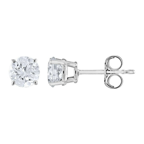 0.96 Carat Round Diamond Stud Earrings in 14K Gold