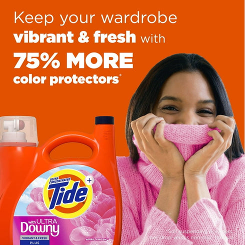 Tide with Ultra Downy Liquid Laundry Detergent, April Fresh Scent, 100 Loads, 128 fl oz