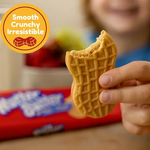 Nutter Butter Peanut Butter Sandwich Cookies, Family Size, 24 Pack - Crunchy Peanut-Shaped Treats with Creamy Filling, Perfect for Sharing, Snacking, or Dipping in Milk, Sealed for Freshness in Every Pack