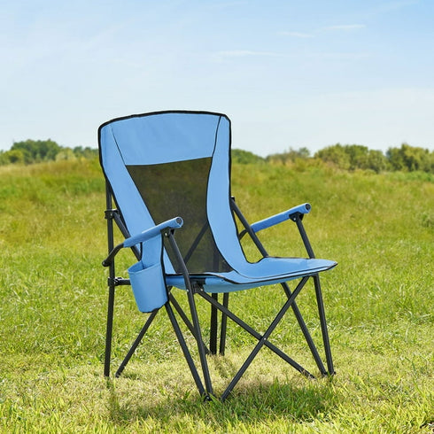 Member’s Mark Adult Hard Arm Chair – Durable Folding Outdoor Chair with Hard Armrests & Cup Holder for Camping, Sports & Events