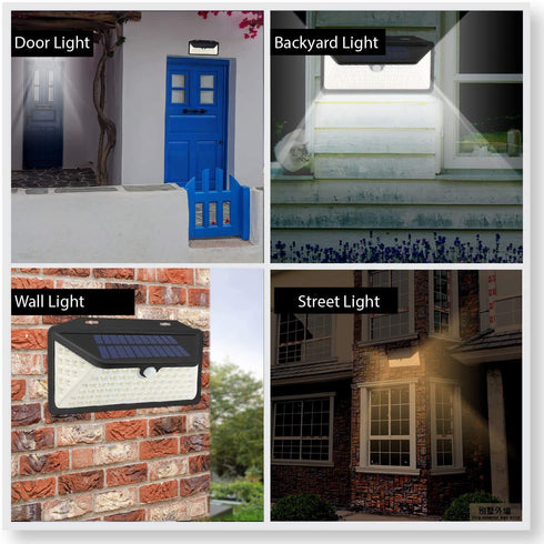 Solar Plus Solar Lights Outdoor 100 Led Wall Lights with 3 Modes, Ip65 Waterproof, Easy-to-Install Security Lights for Front Door, Yard, Garage, Deck, Pack of 2, White