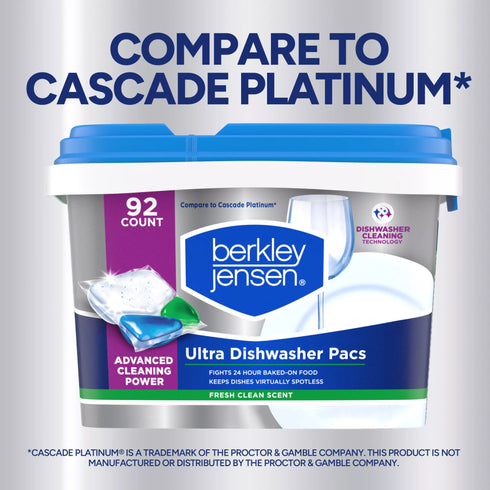 Berkley Jensen Ultra 4-in-1 Dishwasher Detergent Pacs - Fresh Clean Scent, 92 ct.