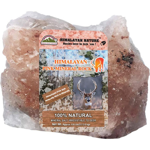 Animal Licking Pink Salt Rock Lick Deer, 5 Pound, Natural Mineral Block, Hand-Carved, Ideal for Wildlife