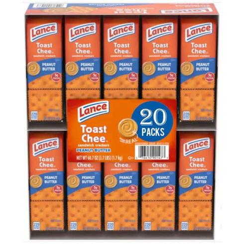 Peanut Butter Sandwich Crackers Great for Afternoon Snack and School or Office Snack 20-Pack