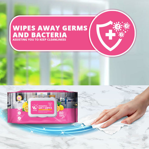 WBM Home | Household Wet Wipes Lemon, 80Pcs