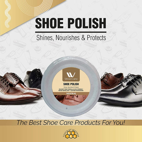 2 Pcs Premium Shoe Shine Polish, Nourishes & Protects All Kind of Leather, Neutral Shoe Polish, 50ml, Neutral, Black